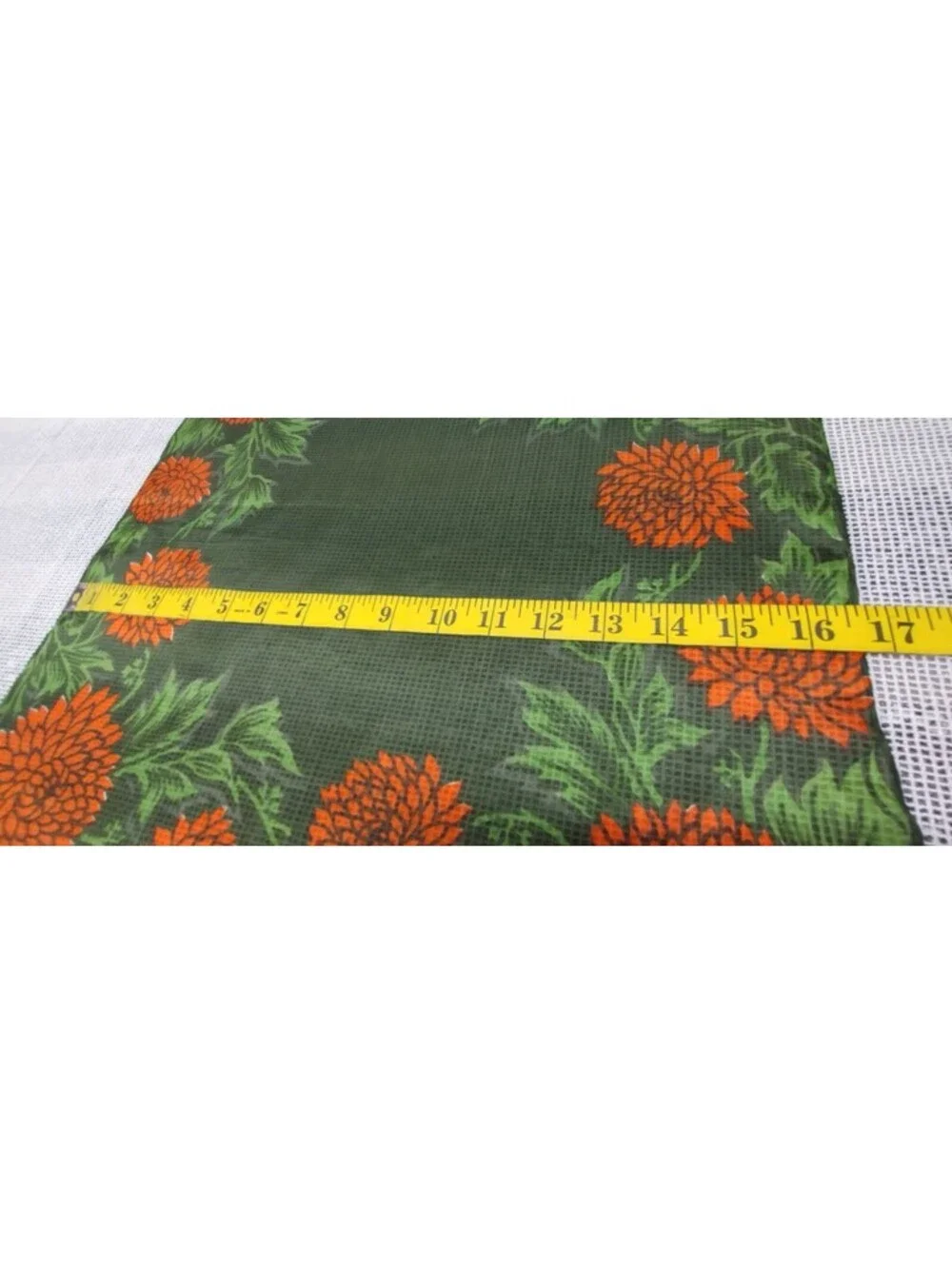 Vintage 40s Orange Floral Handkerchief Fine Silk Neck Scarf 1940s Colors Green
